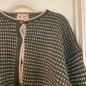 Woolrich Forest Green and Cream Cardigan